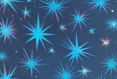 The primary subject of the image is a blue star pattern, which is the main object, scene, or focus of the image. The setting or background is a dark blue sky, and the visual style appears to be a digital art or illustration. The dominant colors in the image are blue and white, creating a calm and serene atmosphere.