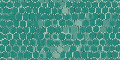 The primary subject of the image is a close-up of a blue and green hexagonal pattern. The setting is a blue and green tiled surface, which creates a visually appealing and vibrant atmosphere. The visual style of the image is a close-up of the pattern, showcasing the intricate details of the hexagons. The colors and mood of the image are predominantly blue and green, giving it a fresh and lively feel.