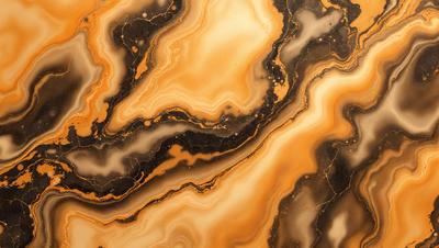 The primary subject of the image is a close-up of a marble stone with a gold and brown color palette. The setting is a natural environment, possibly a rock formation or a stone wall. The visual style is a realistic representation of the stone, showcasing its intricate patterns and textures. The colors and mood of the image are warm and earthy, evoking a sense of natural beauty and richness.