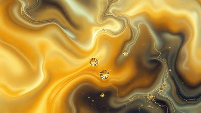 The primary subject of the image is a close-up of a yellow liquid, possibly a sauce or a drink, with a few yellow stars floating in it. The setting is a kitchen, and the visual style appears to be a combination of a photo and a digital artwork. The colors and mood of the image are warm and inviting, with the yellow liquid and stars creating a sense of depth and interest.
