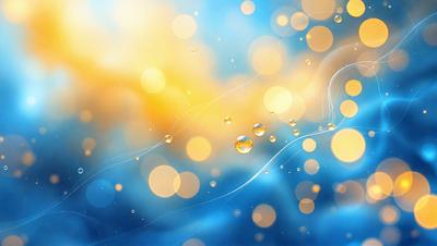 The primary subject of the image is a blue and yellow background with a cloudy sky. The setting is a bright and colorful environment, likely a digital art or illustration. The visual style is a mix of natural elements and vibrant colors, creating a lively and dynamic atmosphere.