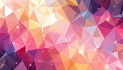 The primary subject of the image is a colorful, geometric pattern. The setting is a brightly colored, abstract background. The visual style is a combination of digital art and illustration, creating a vibrant and lively atmosphere. The dominant colors are pink, orange, and yellow, which contribute to a warm and inviting mood.