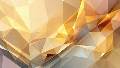 The primary subject of the image is a geometric pattern, which is a digital art piece. The setting is a white background, and the visual style is a combination of digital art and illustration. The dominant colors in the image are yellow and orange, creating a warm and vibrant atmosphere.