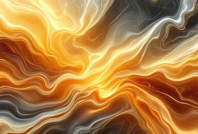 The primary subject of the image is a vibrant, colorful, and abstract artwork featuring a mix of orange, yellow, and white colors. The setting is a black background, which contrasts with the artwork, emphasizing its vivid colors. The visual style is a combination of digital art and illustration, creating a unique and eye-catching piece. The colors and mood of the artwork are lively and energetic, evoking a sense of warmth and creativity.