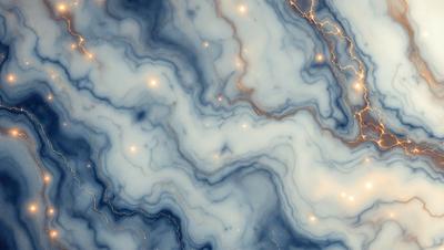 The primary subject of the image is a blue and white marbled surface, which appears to be a patterned wall or a piece of art. The setting is a room with a blue and white marbled wall, and the visual style is a combination of a photo and digital art. The colors and mood of the image are predominantly blue and white, creating a serene and calming atmosphere.
