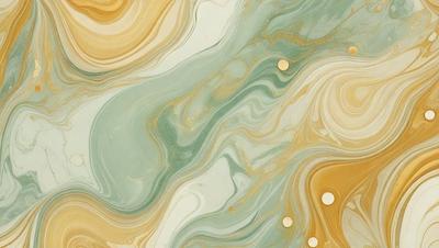 The primary subject of the image is a close-up of a green and yellow marbled surface, which appears to be a painting or a digital artwork. The setting is a room with a wall that features this artwork. The visual style is a mix of painting and digital art, creating a unique and intriguing appearance. The colors and mood of the image are vibrant and lively, with the green and yellow hues evoking a sense of freshness and energy.