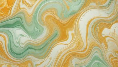 The primary subject of the image is a colorful, swirling pattern on a surface. The setting appears to be a wall or a piece of artwork, with a combination of green, yellow, and orange colors. The visual style suggests that the image is a digital artwork or a painting, with a vibrant and dynamic atmosphere.