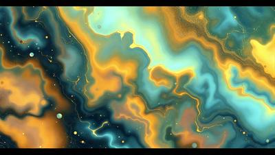 The primary subject of the image is a vibrant and colorful painting featuring a mix of yellow, blue, and orange hues. The painting is set against a black background, which contrasts with the bright colors of the artwork. The visual style of the painting appears to be a combination of digital art and illustration, creating a unique and eye-catching piece of art. The dominant colors and overall atmosphere of the painting evoke a sense of energy and creativity, making it an engaging and captivating piece of art