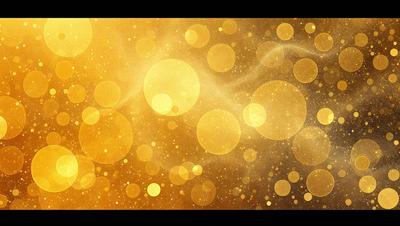 The primary subject of the image is a pattern of gold and yellow circles, which are the main objects in the scene. The setting is a background of a golden and yellow color, creating a warm and inviting atmosphere. The visual style of the image is a combination of photo and digital art, as it appears to be a close-up of a pattern with a golden and yellow background. The colors and mood of the image are predominantly golden and yellow, giving it a bright and cheerful appearance.