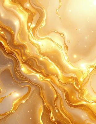 The primary subject of the image is a close-up of a gold-colored marble or stone surface. The setting is a room with a yellow background, which adds to the warm and inviting atmosphere. The visual style is a combination of a photo and digital art, creating a unique and eye-catching pattern. The dominant colors are gold and yellow, which evoke a sense of luxury and sophistication.