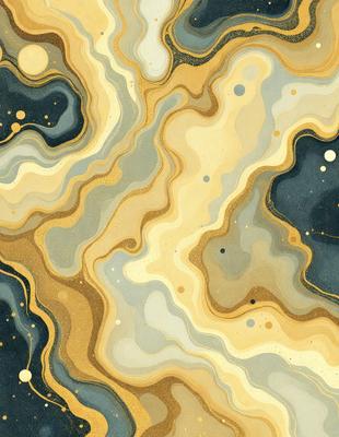 The primary subject of the image is a colorful, abstract painting featuring a mix of yellow, blue, and orange hues. The painting is set against a black background, which contrasts with the vibrant colors of the artwork. The visual style of the painting appears to be a combination of digital art and illustration, creating a unique and eye-catching piece of art. The overall atmosphere of the painting is lively and energetic, with the bold colors and intricate patterns capturing the viewer's attention.
