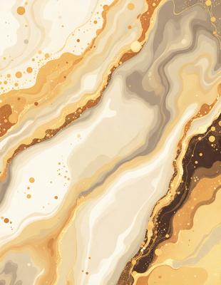 The primary subject of the image is a marbled pattern with gold and brown colors. The setting is a white and gold background, which creates a contrast with the marbled pattern. The visual style is a combination of digital art and illustration, giving the image a unique and artistic appearance. The colors and mood of the image are warm and inviting, with the gold and brown tones evoking a sense of luxury and sophistication.
