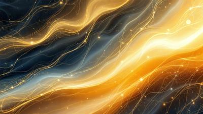 The primary subject of the image is a brightly colored, swirling, and flowing pattern of light, which appears to be a digital art or illustration. The setting is a dark background, which contrasts with the vibrant colors of the light pattern. The visual style is a mix of digital art and illustration, creating a dynamic and captivating scene. The colors and mood of the image are predominantly warm and luminous, with the light pattern emanating a sense of energy and movement.