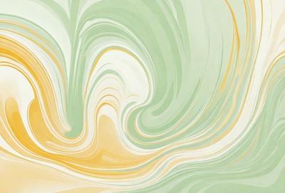 The primary subject of the image is a green and yellow swirl pattern, which appears to be a digital art or illustration. The setting is a white background, and the visual style is a mix of digital art and illustration. The dominant colors are green and yellow, creating a vibrant and lively atmosphere.