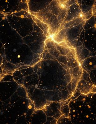 The primary subject of the image is a close-up of a yellow and orange pattern, which appears to be a digital art or illustration. The setting is a dark background, and the visual style is a combination of digital art and a pattern. The dominant colors in the image are yellow and orange, creating a warm and vibrant atmosphere.