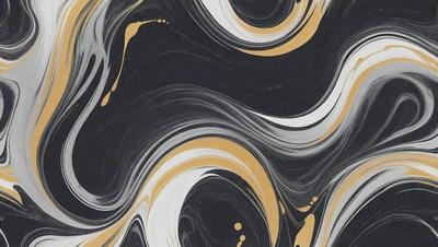 The primary subject of the image is a patterned design featuring a mix of gold, black, and white colors. The setting is a black and white background, which contrasts with the gold and white colors of the design. The visual style appears to be a combination of digital art and illustration, creating a unique and eye-catching pattern. The overall atmosphere of the image is elegant and sophisticated, with the gold and white colors evoking a sense of luxury and refinement.