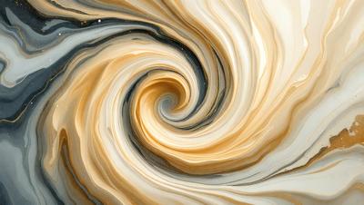The primary subject of the image is a spiral pattern, which is the main object, scene, or focus of the image. The spiral pattern is set against a backdrop of a marbled surface, which adds to the visual style of the image. The colors and mood of the image are predominantly brown and white, creating a warm and earthy atmosphere.