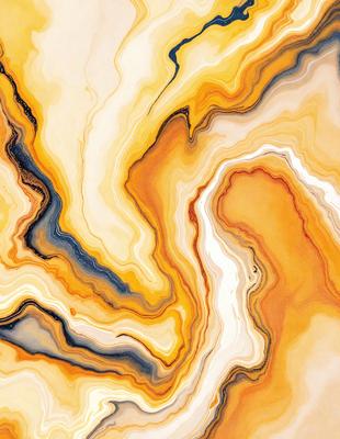 The primary subject of the image is a close-up of a marbled stone, showcasing its intricate and colorful patterns. The setting is a natural environment, with the stone being the main focus of the scene. The visual style is a combination of a photo and digital art, as the image is a close-up of the stone, highlighting its unique texture and patterns. The colors and mood of the image are warm and earthy, with the marbled stone serving as a striking and natural focal point.