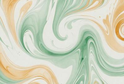 The primary subject of the image is a swirling, colorful pattern that resembles a painting or a digital artwork. The setting is a white background, which provides a clean and uncluttered look to the artwork. The visual style is a combination of photo and digital art, creating a unique and eye-catching design. The colors and mood of the image are vibrant and lively, with a mix of green, yellow, and orange hues that evoke a sense of energy and movement.