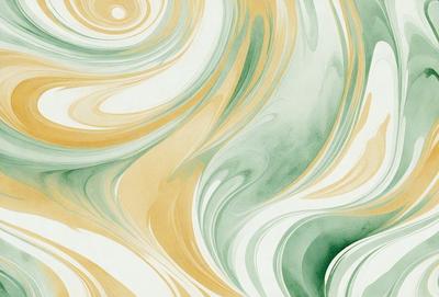 The primary subject of the image is a colorful, swirling pattern that resembles a painting or a digital artwork. The setting is a white background, which provides a clean and minimalist look. The visual style is a combination of photo and digital art, creating a unique and vibrant appearance. The colors and mood of the image are lively and energetic, with a mix of yellow, green, and other vibrant hues that evoke a sense of movement and dynamism.