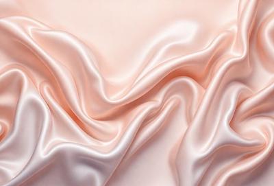 The primary subject of the image is a close-up of a pink fabric, which appears to be a silk material. The setting is a pink background, which complements the fabric. The visual style is a close-up of the fabric, showcasing its texture and details. The colors and mood of the image are predominantly pink, creating a soft and elegant atmosphere.