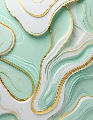 The primary subject of the image is a large, intricate, and colorful wall design. The setting is a white wall, and the visual style appears to be a combination of digital art and illustration. The colors and mood of the image are vibrant and lively, with a mix of blue, green, and gold tones. The design features a mix of gold and blue colors, creating a visually striking and unique pattern.
