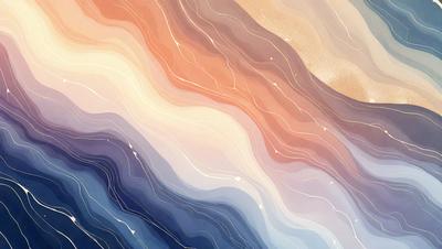The primary subject of the image is a colorful, abstract painting featuring a variety of colors and patterns. The setting is a canvas, and the visual style is a combination of digital art and illustration. The dominant colors in the painting are blue, white, and orange, creating a vibrant and lively atmosphere.