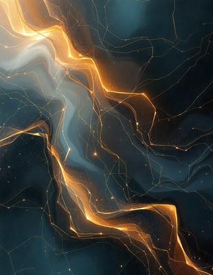 The primary subject of the image is a brightly lit, colorful, and abstract pattern. The setting is a dark background, which contrasts with the vibrant colors and patterns of the main subject. The visual style is a combination of digital art and illustration, creating a unique and eye-catching design. The colors and mood of the image are predominantly warm and energetic, with the bright lights and patterns evoking a sense of energy and movement.