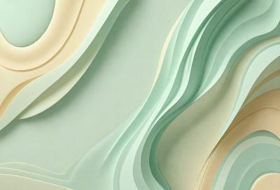 The primary subject of the image is a large, colorful, and textured wall. The setting is a room with a green and white color scheme. The visual style is a combination of digital art and illustration, creating a unique and vibrant atmosphere. The dominant colors are green and white, with the green wall and white paper creating a harmonious and visually appealing environment.