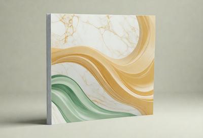 The primary subject of the image is a book cover featuring a marble-like design. The setting is a white background, which highlights the book cover. The visual style is a combination of digital art and illustration, creating a unique and eye-catching design. The colors and mood of the image are predominantly green and yellow, giving it a warm and inviting atmosphere.