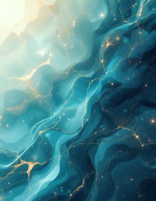 The primary subject of the image is a blue and white swirling pattern, which appears to be a digital art or illustration. The setting is a blue background, and the visual style is a combination of digital art and illustration. The dominant colors are blue and white, creating a calming and serene atmosphere.