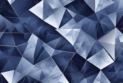 The primary subject of the image is a blue and white geometric pattern, which appears to be a digital art or illustration. The setting is a dark blue background, which contrasts with the bright blue and white pattern. The visual style is modern and abstract, with the pattern resembling a diamond or a crystal. The colors and mood of the image are calming and serene, with the blue and white pattern creating a sense of depth and dimension.