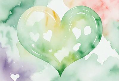The primary subject of the image is a heart-shaped painting or drawing. The heart is filled with different colors, creating a vibrant and lively appearance. The setting or background of the image is a white surface, which provides a clean and uncluttered backdrop for the heart. The visual style of the image is a combination of painting and digital art, giving it a unique and artistic appearance. The colors and mood of the image are bright, cheerful, and uplifting, making it an appealing and
