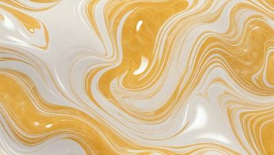 The primary subject of the image is a patterned surface, which appears to be a marble or stone countertop. The setting is a room with a white background, and the visual style is a combination of photo and digital art. The colors and mood of the image are predominantly gold and yellow, giving it a warm and inviting atmosphere.