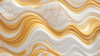 The primary subject of the image is a marble wall with a patterned design. The setting is a room with a white marble wall, and the visual style is a close-up of the wall. The colors and mood of the image are predominantly white and yellow, giving it a warm and elegant appearance.
