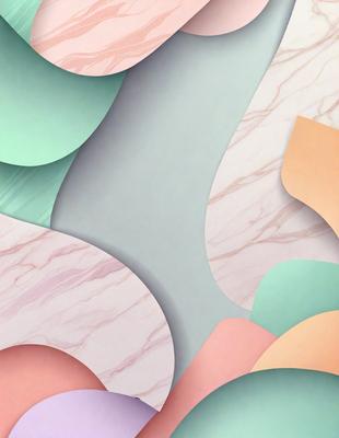 The primary subject of the image is a large, colorful, and abstract design. The setting is a marble wall, which serves as the backdrop for the artwork. The visual style is a combination of digital art and illustration, creating a unique and eye-catching pattern. The dominant colors in the image are pink, green, and blue, giving the artwork a vibrant and lively atmosphere.