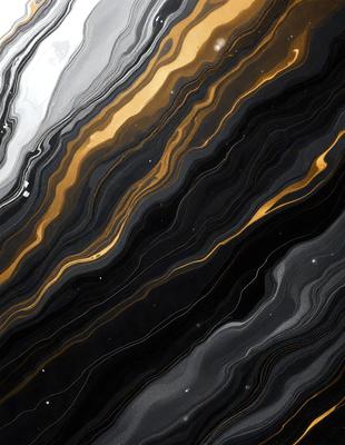 The primary subject of the image is a black and gold striped pattern. The setting is a black background, and the visual style appears to be a digital art or illustration. The dominant colors are black and gold, creating a bold and striking appearance.