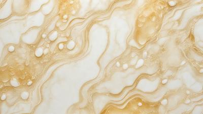 The primary subject of the image is a marble-like surface with a pattern of white and brown swirls. The setting is a white background, and the visual style appears to be a combination of a photo and a digital art or illustration. The colors and mood of the image are predominantly white and brown, creating a sense of elegance and sophistication.