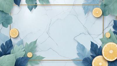 The primary subject of the image is a marble countertop with a gold frame. The setting is a kitchen or a similar environment, as the countertop is the main focus of the scene. The visual style is a combination of a photo and digital art, creating a unique and artistic representation of the marble countertop. The colors and mood of the image are predominantly neutral, with the gold frame adding a touch of warmth and sophistication to the overall atmosphere.