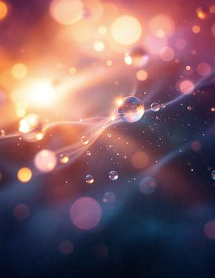 The primary subject of the image is a bubble, which is floating in a blue and purple background. The setting appears to be a space or an abstract environment, as the bubble is surrounded by a swirling, colorful pattern. The visual style of the image is a combination of photo and digital art, creating a unique and captivating scene. The colors and mood of the image are predominantly blue and purple, giving it a serene and calming atmosphere.