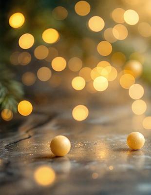 The primary subject of the image is a close-up of three golden balls, which are the main objects in the scene. The setting is a dark room with a light source, creating a moody atmosphere. The visual style is a photo, capturing the details of the golden balls. The colors and mood are dominated by the golden hue of the balls, creating a warm and inviting ambiance.