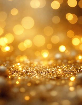 The primary subject of the image is a close-up of a shiny, golden surface, possibly a piece of gold or a gold-colored material. The setting is a brightly lit environment, possibly a studio or a room with a strong light source. The visual style appears to be a photo or a digital artwork, as the colors and details are well-defined. The dominant colors are gold and yellow, creating a warm and shiny atmosphere.
