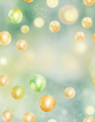 The primary subject of the image is a collection of colorful balls, including gold, green, and yellow, floating in a white, cloudy sky. The setting appears to be a digital art or illustration, with the balls and sky creating a visually appealing and vibrant scene. The overall atmosphere is lively and energetic, with the bright colors and dynamic composition capturing the viewer's attention.