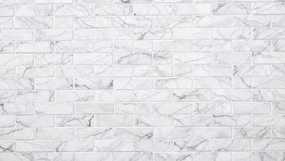 The primary subject of the image is a white marble wall with a brick pattern. The setting is a white brick wall, and the visual style is a photo. The colors and mood of the image are predominantly white, giving it a clean and minimalist appearance.