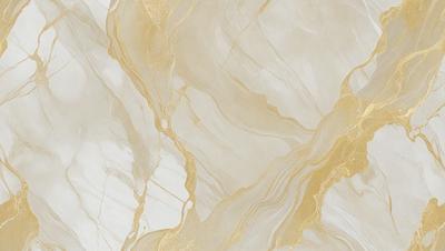 The primary subject of the image is a marble wall with a gold-colored pattern. The setting is a room with a white background, and the visual style is a close-up of the marble wall. The colors and mood of the image are predominantly white and gold, creating a luxurious and elegant atmosphere.