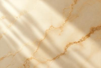The primary subject of the image is a marble wall with gold veins. The setting is a room with a white background. The visual style is a photo of the marble wall. The dominant colors are white and gold, creating a luxurious and elegant atmosphere.