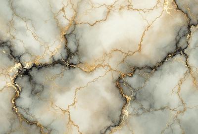The primary subject of the image is a marble wall with a gold-like texture. The setting is a room with a marble surface, and the visual style is a close-up of the marble wall. The colors and mood of the image are predominantly gold and earthy tones, creating a warm and luxurious atmosphere.