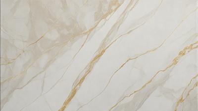 The primary subject of the image is a marble wall with a gold-colored pattern. The setting is a room with a white background. The visual style is a close-up of the marble wall, showcasing its intricate design. The colors and mood of the image are predominantly white and gold, creating a luxurious and elegant atmosphere.