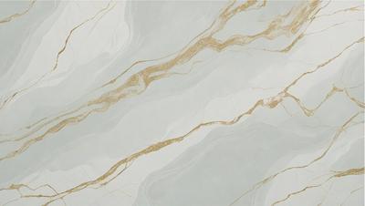 The primary subject of the image is a marble wall with a gold-colored pattern. The setting is a bathroom, and the visual style is a photo. The dominant colors are gold and white, creating a luxurious and elegant atmosphere.