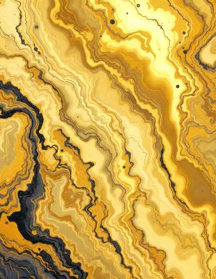 The primary subject of the image is a close-up of a yellow and black marbled stone. The setting is a natural environment, with the stone being the main focus of the image. The visual style is a close-up of the stone, showcasing its unique pattern and texture. The colors and mood of the image are predominantly yellow and black, creating a striking and visually appealing contrast.